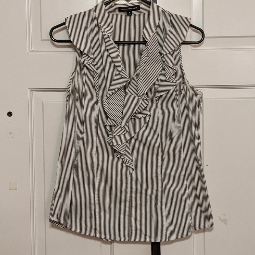 Express Design Studio B/W Striped Blouse Size M